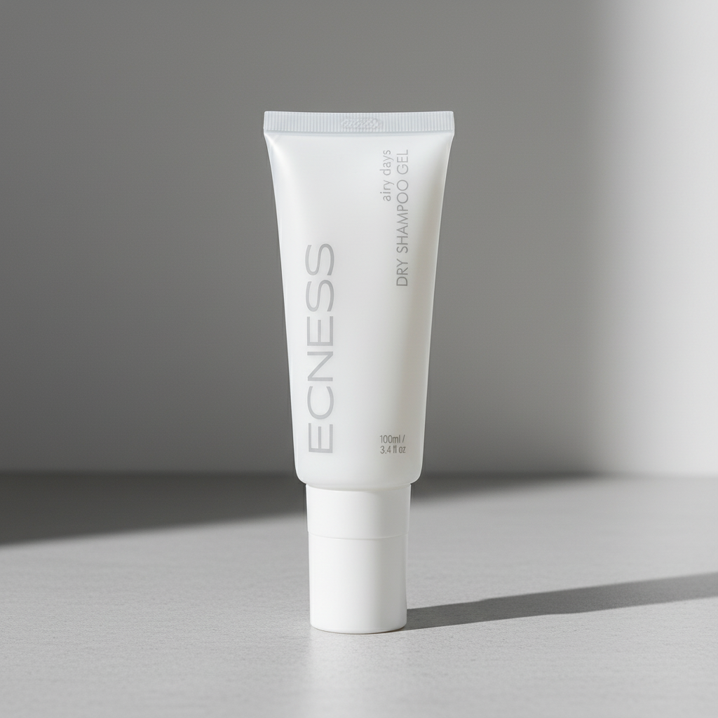 ECNESS Airy Days Dry Shampoo Gel on a neutral studio surface